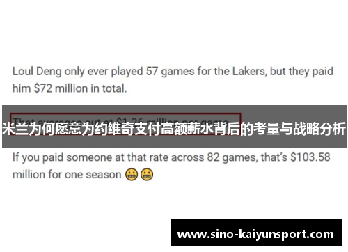 米兰为何愿意为约维奇支付高额薪水背后的考量与战略分析